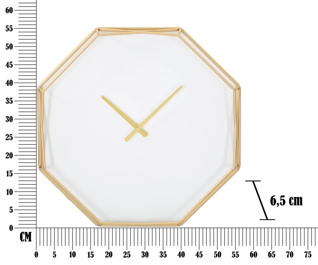 Relógio de Parede Goldy Octagonal – 56x6,5x56 cm – Dourado – Design Mo