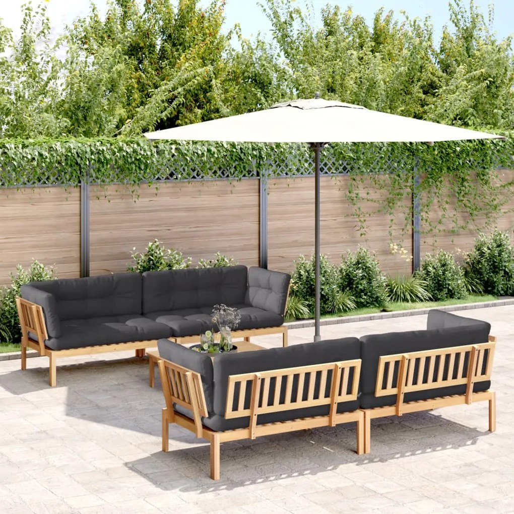 vidaXL 5 pcs móveis de paletes p/ jardim com almofadões acácia maciça