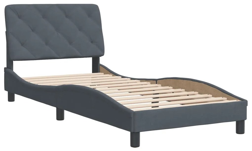 Estrutura de cama sem colchão 90x190 cm veludo cinzento-escuro