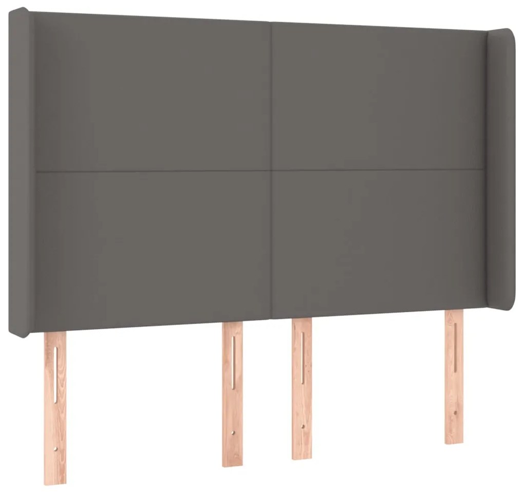 Cabeceira cama c/ LED couro artif. 147x16x118/128 cm cinzento