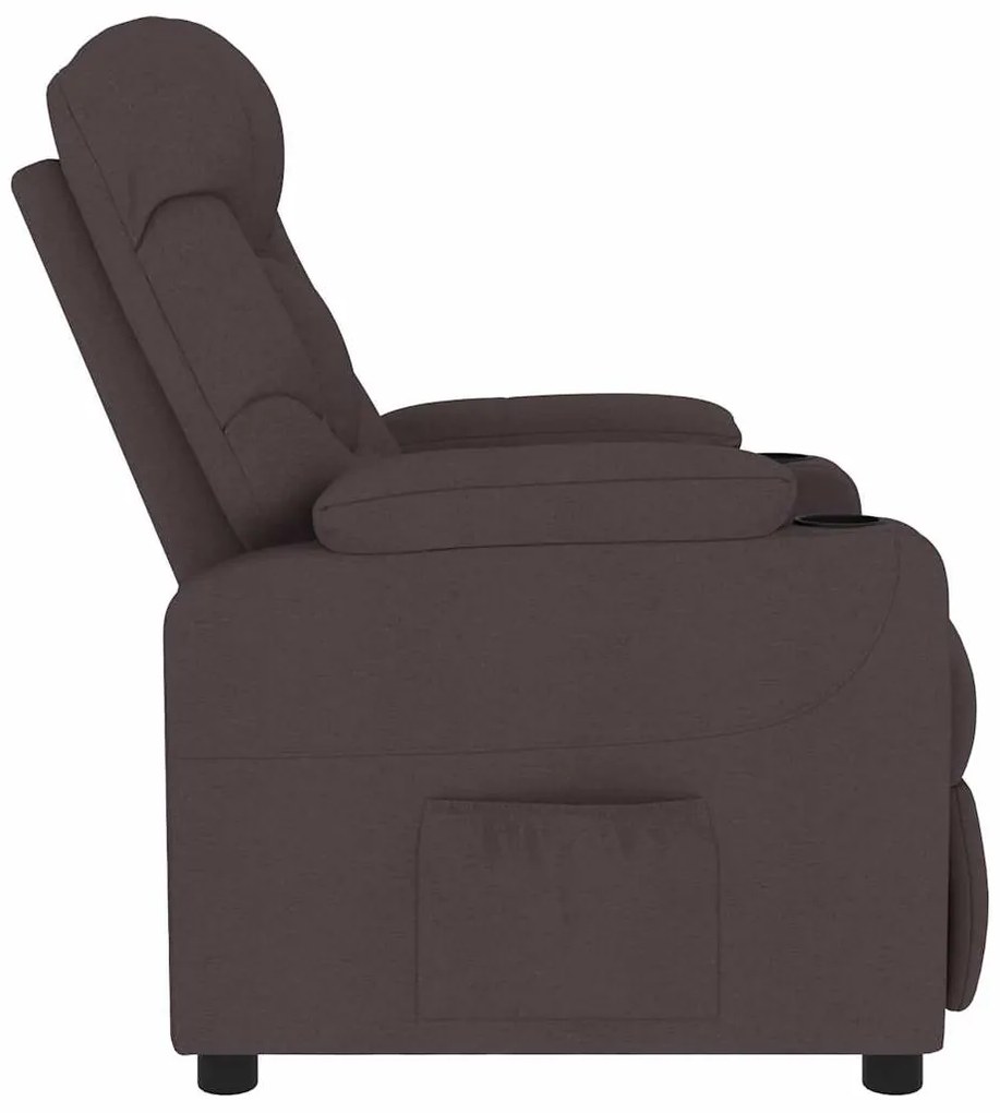 Poltrona de massagens tecido castanho-escuro