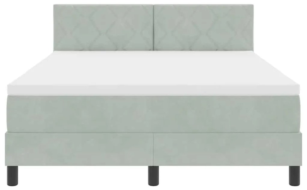 Cama Box Spring vidaXL com Colchão Cinza Claro 140x200 cm Veludo
