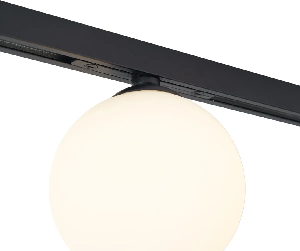 Sistema de iluminação de trilho moderno preto com 2 focos e 3 luzes pendentes monofásico - Slimline Eira