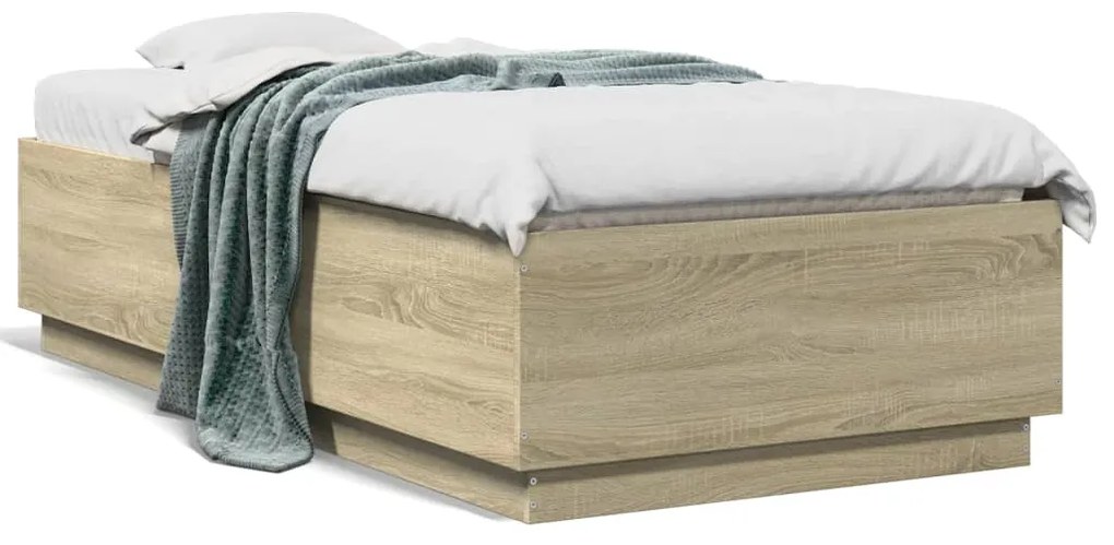 vidaXL Estrutura de cama 90x190cm derivados de madeira carvalho sonoma