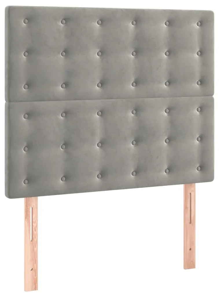 Cama boxspring c/ colchão 120x200 cm veludo cinzento-claro