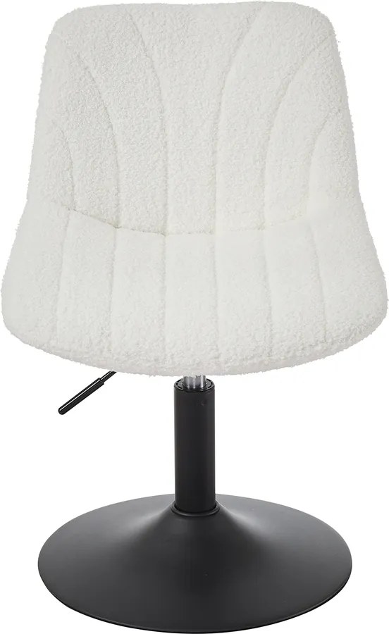 Banco para toucador com altura ajustavel 46,5 x 43 x (65,5-77,5) com tecido sherpa branco creme