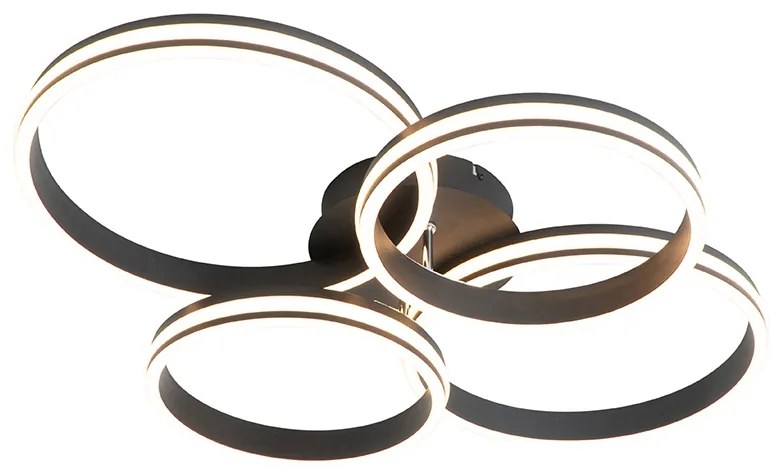 Candeeiro de Teto Preto com LED Dimerizável 3 Níveis 4 Luzes - Navara