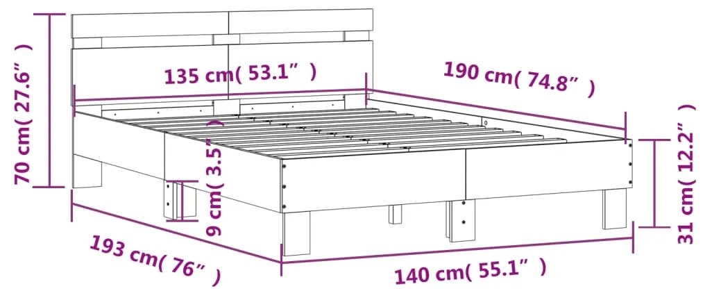 Estrutura cama c/ cabeceira 135x190 cm derivados madeira branco