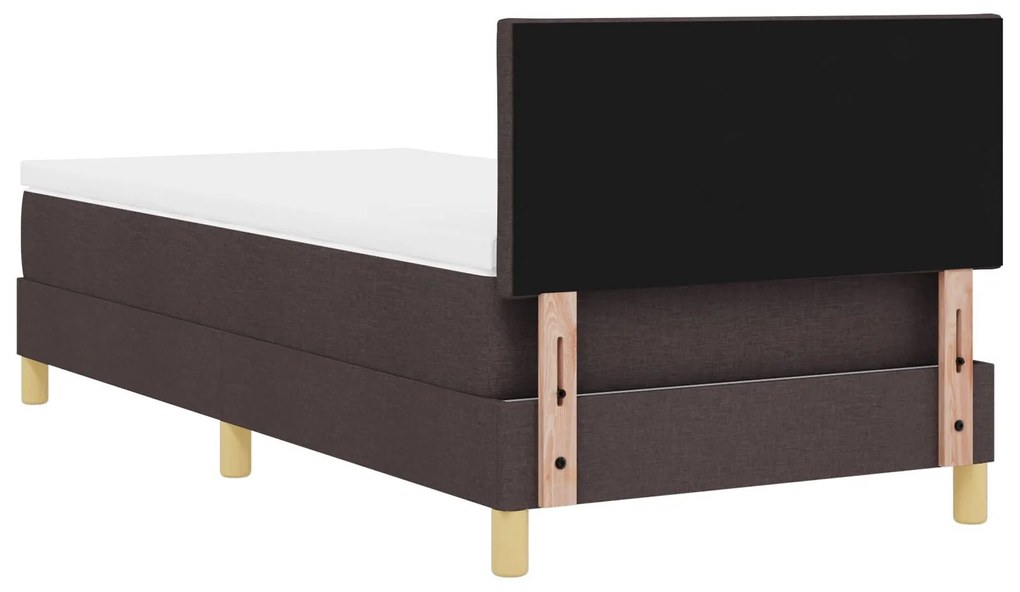 Cama Box com Colchão & LED Castanho Escuro 90x200 cm Tecido