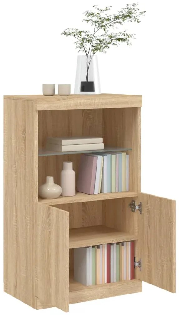 Aparador com luzes LED 60,5x37x100 cm carvalho sonoma