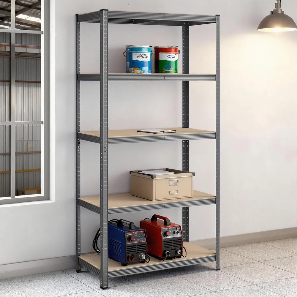 conjunto de 2 Estantes arrumação escritório, garagem, arquivo 40 x 90 x 180 cm com 5 prateleiras, com estrutura em aço cinzento