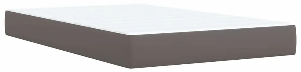 Cama boxspring com colchão 120x190 cm couro artificial cinzento