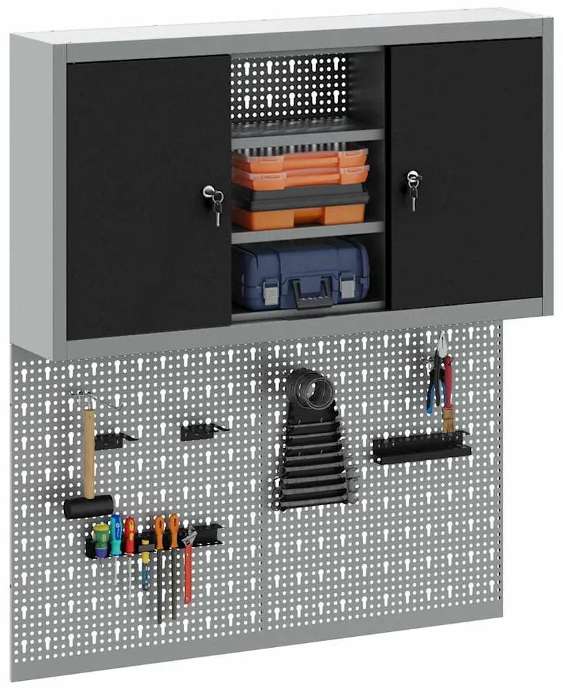 Conjunto de Armário de Ferramentas e Painel de Ferramentas VidaXL 3 Pe