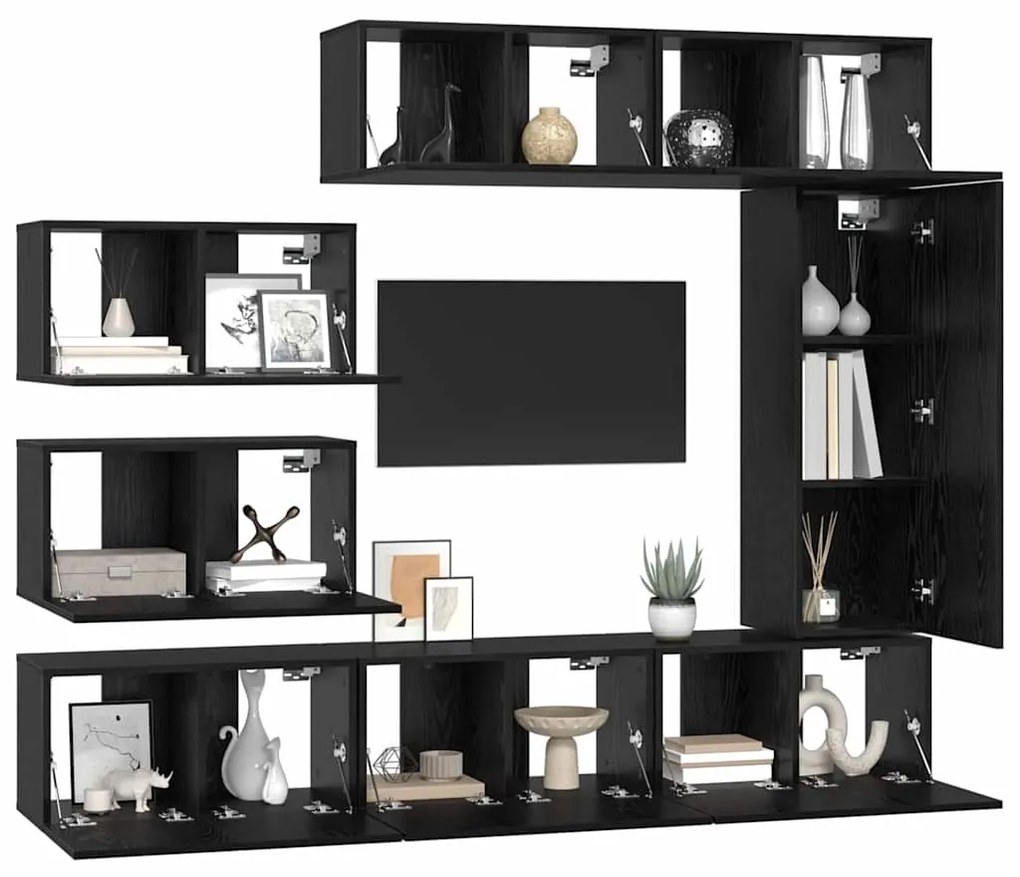 Conjunto de móvel de TV 8 pcs Carvalho preto 30.5 x 30 x 90 cm