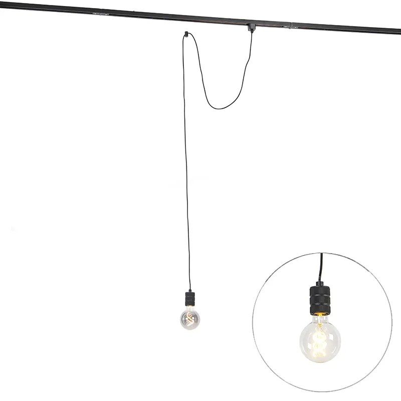 Candeeiro suspenso preto para sistema de calhas monofásico - Iconic Cavalux