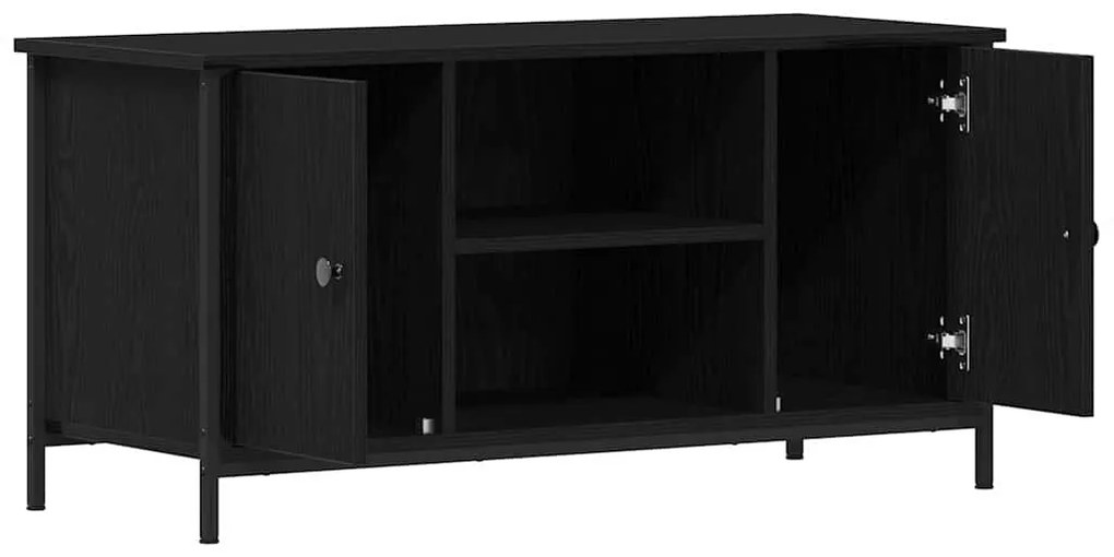 Armário de TV vidaXL Carvalho Preto 100x40x50 cm Madeira e Aço