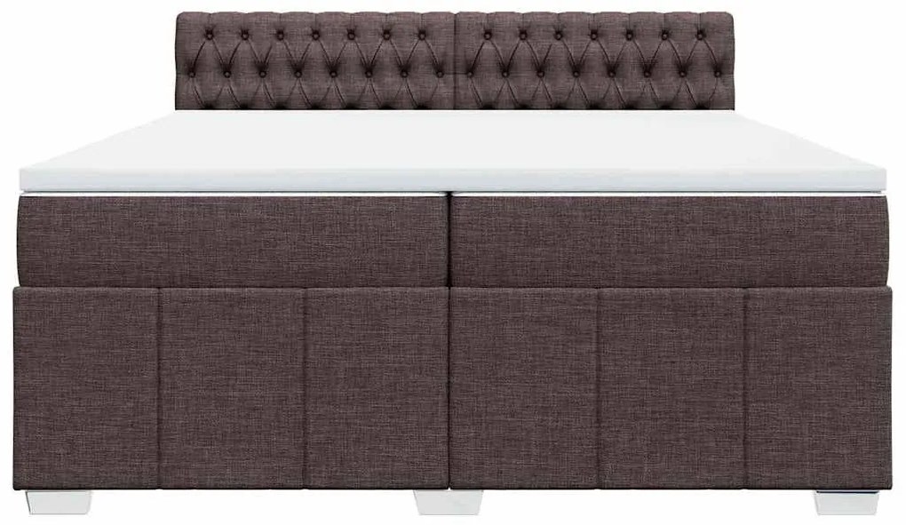 Cama com molas/colchão 200x200 cm tecido castanho-escuro