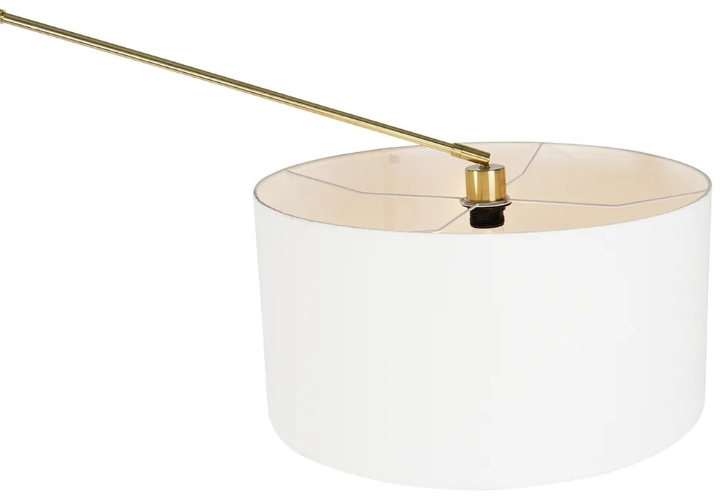 Candeeiro de chão moderno dourado com abajur branco 50 cm regulável - Editor Design,Moderno