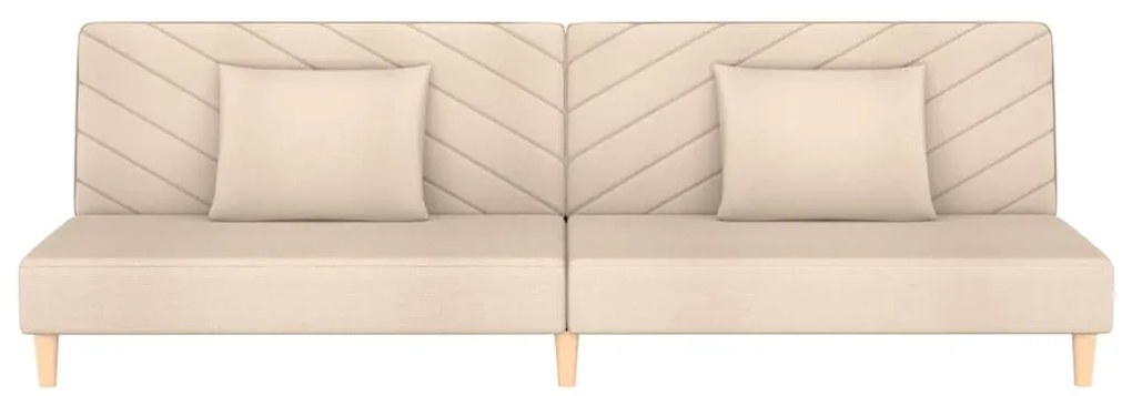 Sofá-cama 2 lugares com duas almofadas tecido cor creme