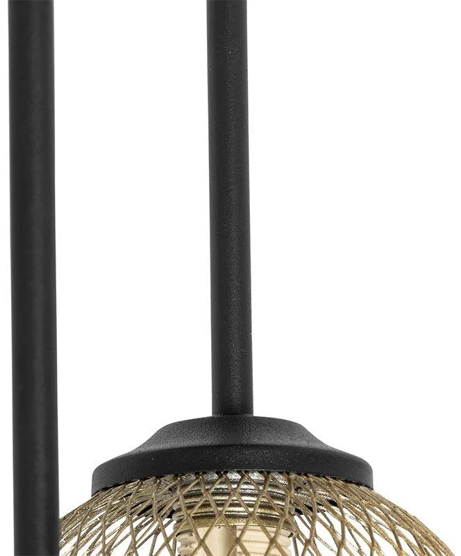 Candeeiro de teto moderno preto com dourado 5 luzes - Athens Wire Rústico