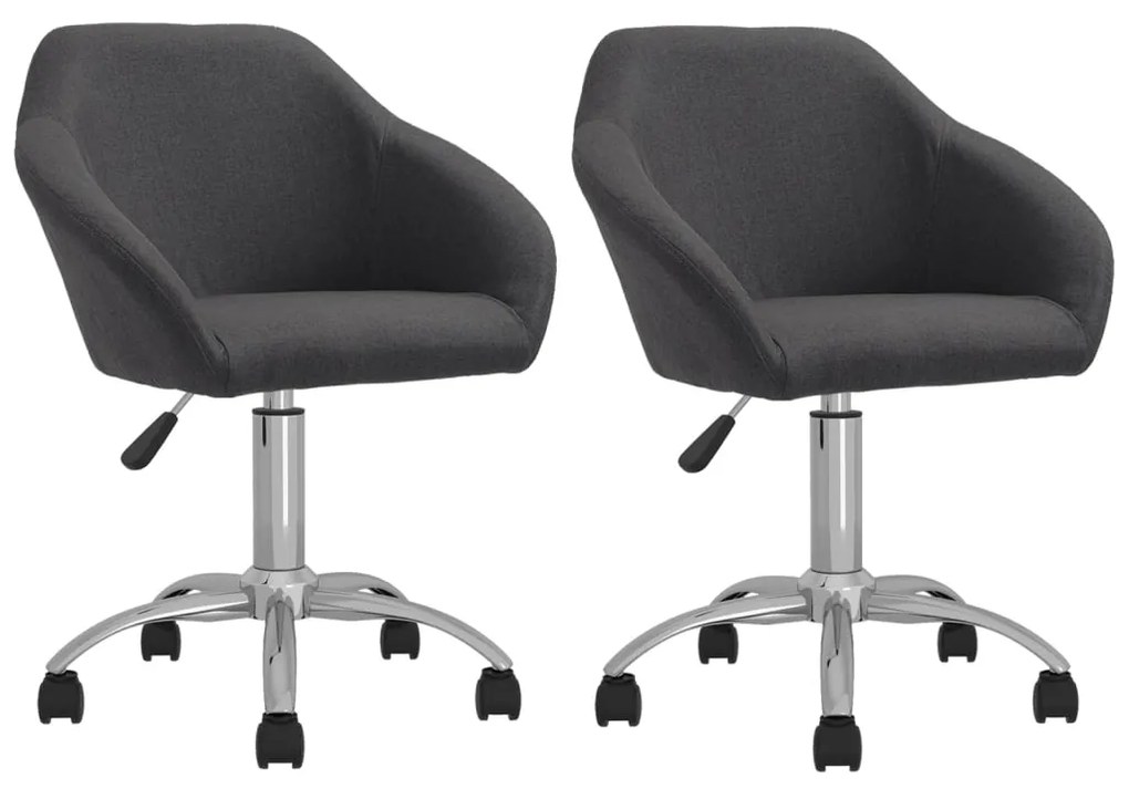 vidaXL Cadeiras de jantar giratórias 2 pcs tecido cinzento-escuro