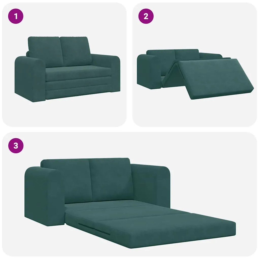 Sofá Cama 2 em 1 Verde Escuro 148x71x83 cm em Veludo
