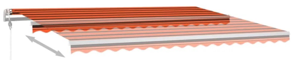 Toldo retrátil manual com luzes LED 4x3 m laranja e castanho