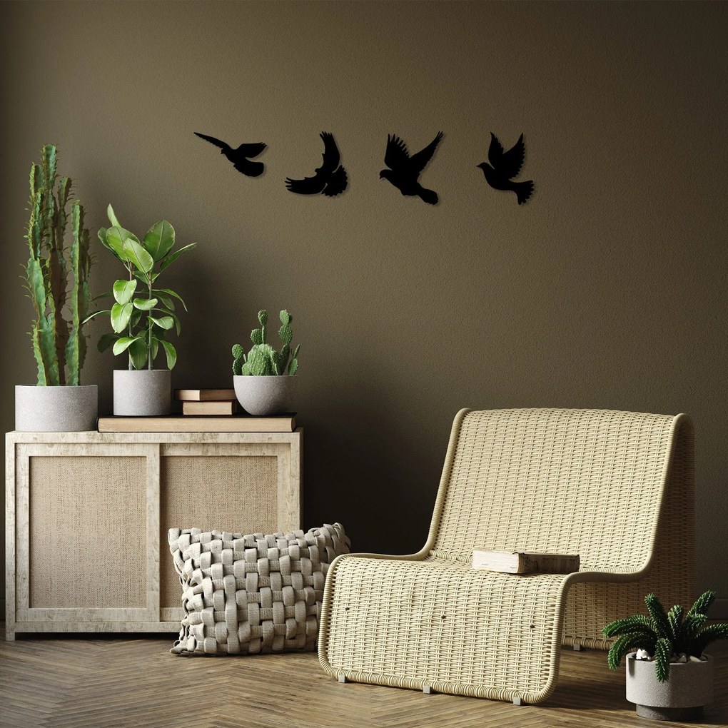 Acessório Decorativo de Parede Pigeons – Preto – 13 x 22 cm, 19 x 20 c