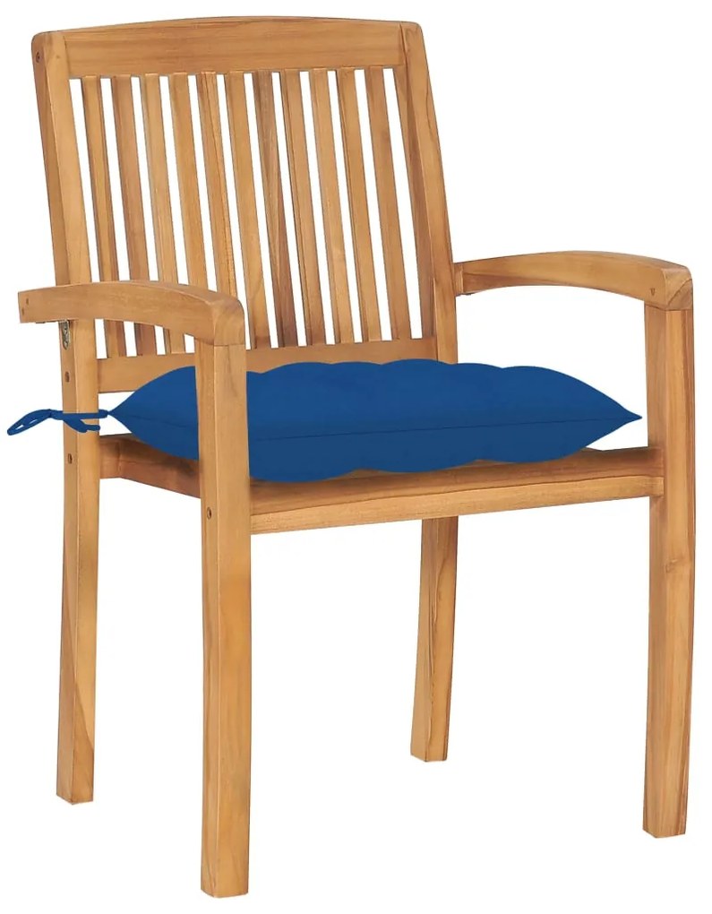 Cadeiras de jardim empiháveis c/ almofadões 8 pcs teca maciça