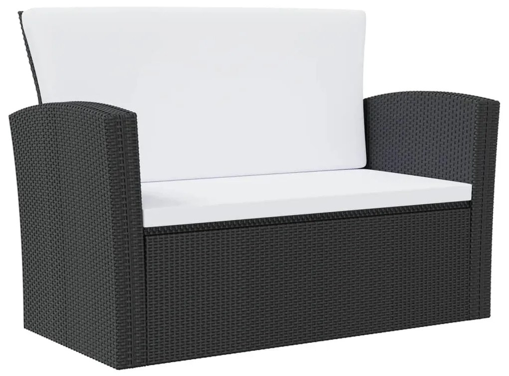 8 pcs conjunto lounge de jardim c/ almofadões vime PE preto