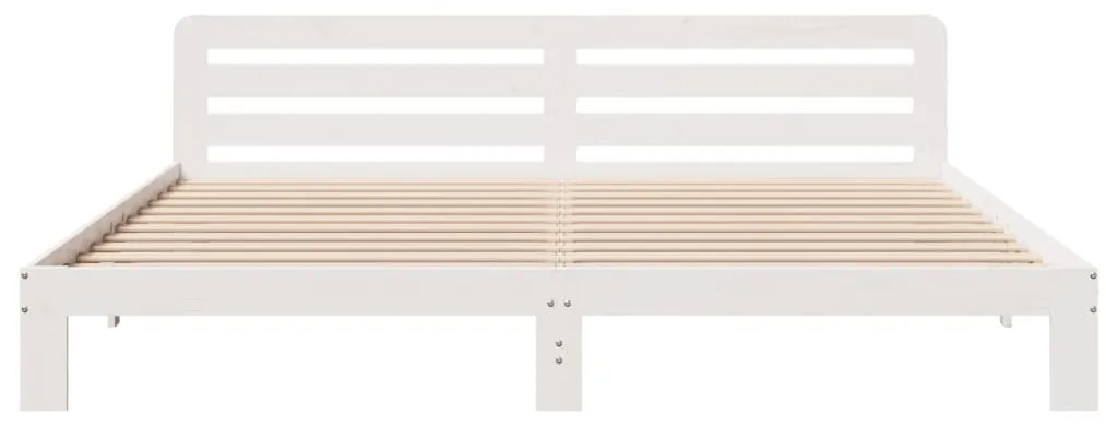 Cama sem colchão 200x200 cm madeira de pinho maciça branco