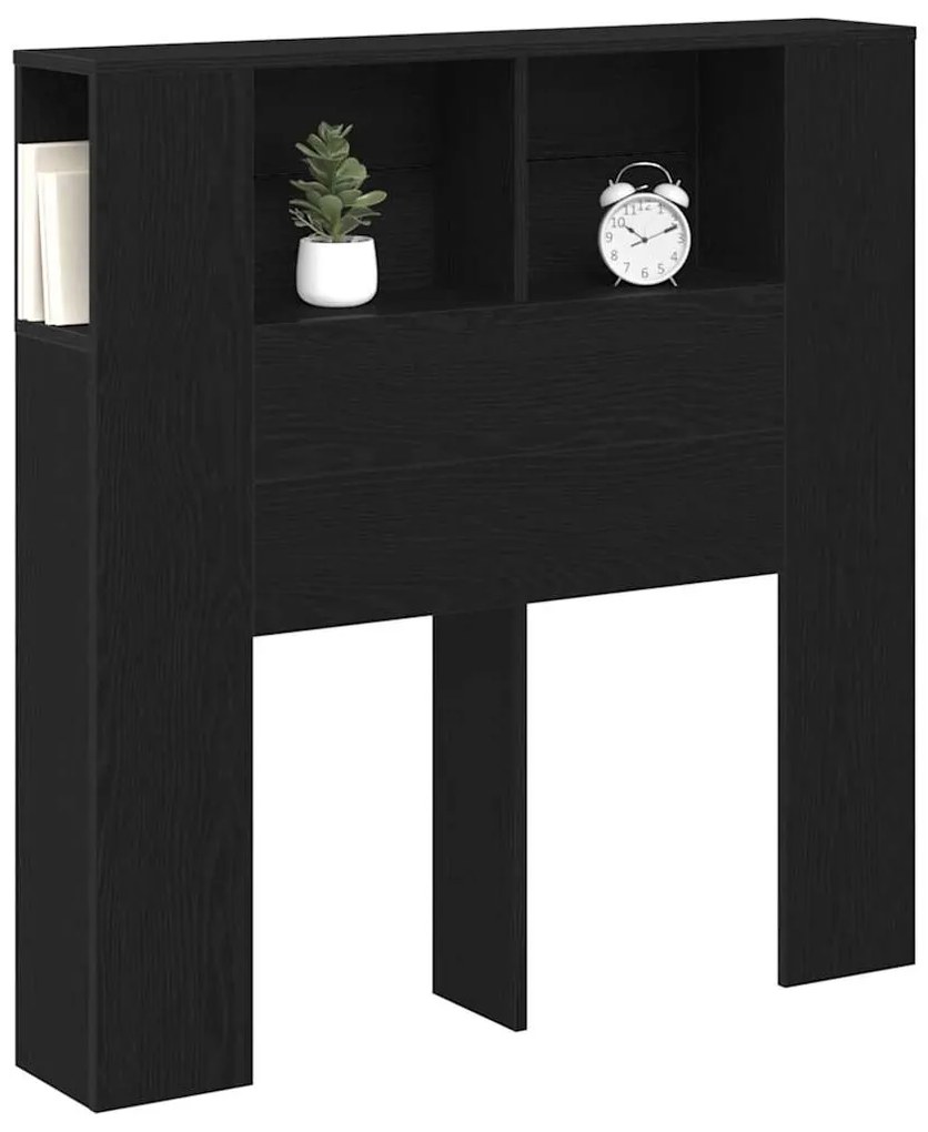 Cabeceira Armário vidaXL Preto Carvalho 100x19x104,5 cm Feita de Madei