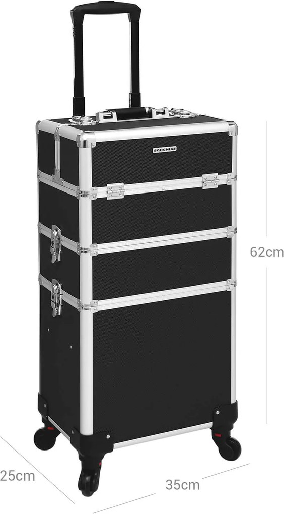 Mala maquilhagem 35 x 68,5 x 25 cm 3 em 1 preto