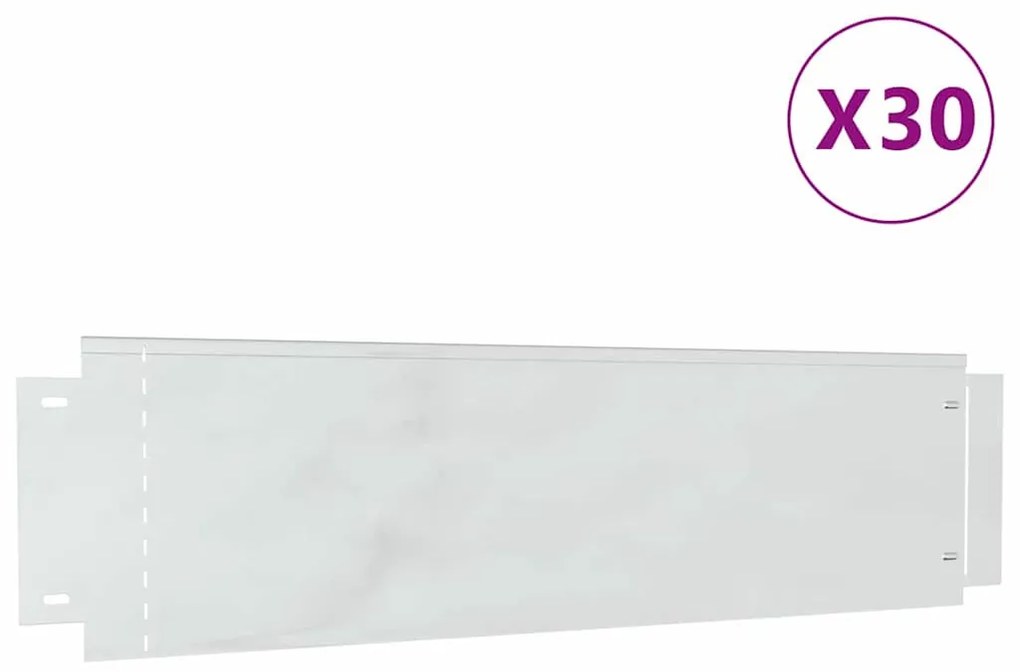 Bordas de Grama vidaXL 30 pcs 25x100 cm Aço Galvanizado Flexível
