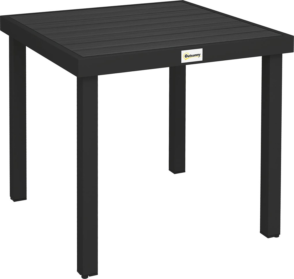 Outsunny Mesa de Jardim para 4 Pessoas, Mesa de Jantar em Alumínio, Mobiliário de Jardim, Fácil de Limpar, Plástico, Preto, 78 x 78 x 74 cm | Aosom Portugal