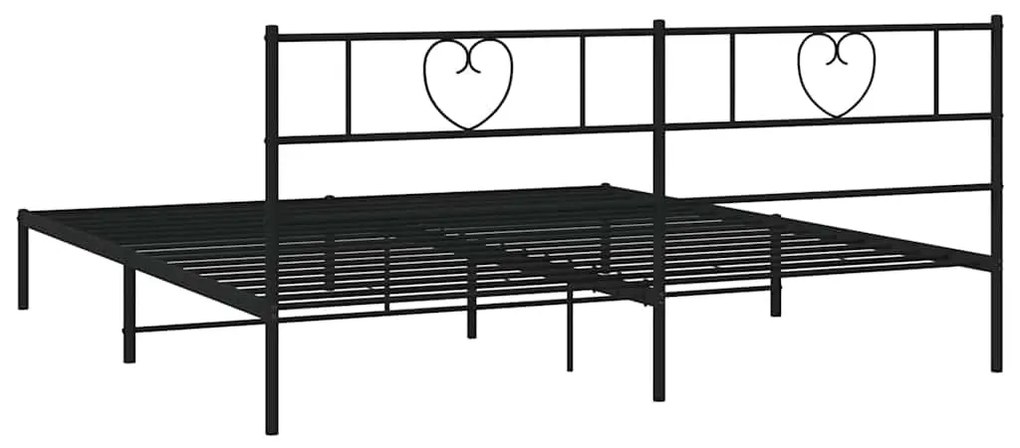 Estrutura de cama com cabeceira 193x203 cm metal preto