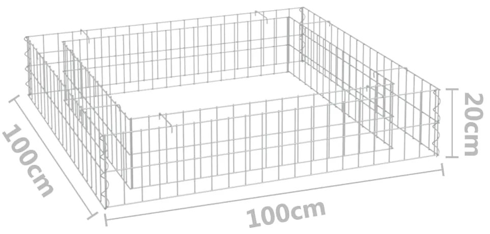 Canteiro elevado/cesto gabião 100x100x20 cm aço galvanizado