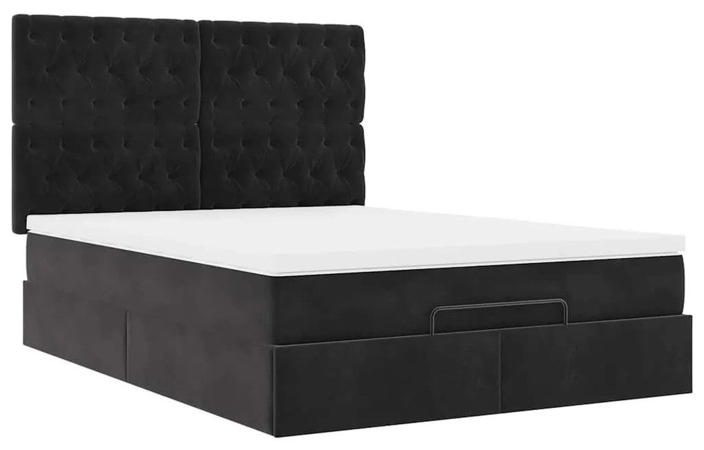 Estrutura de cama otomana com colchões 140x200 cm veludo preto