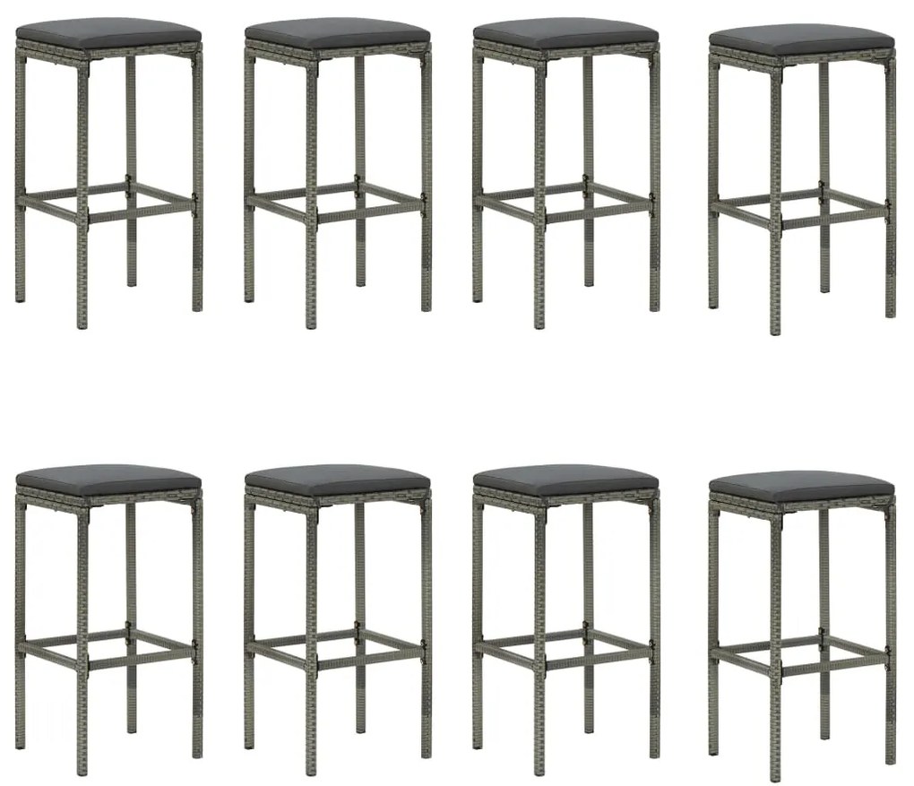 9 pcs conjunto de bar para jardim com almofadões cinzento