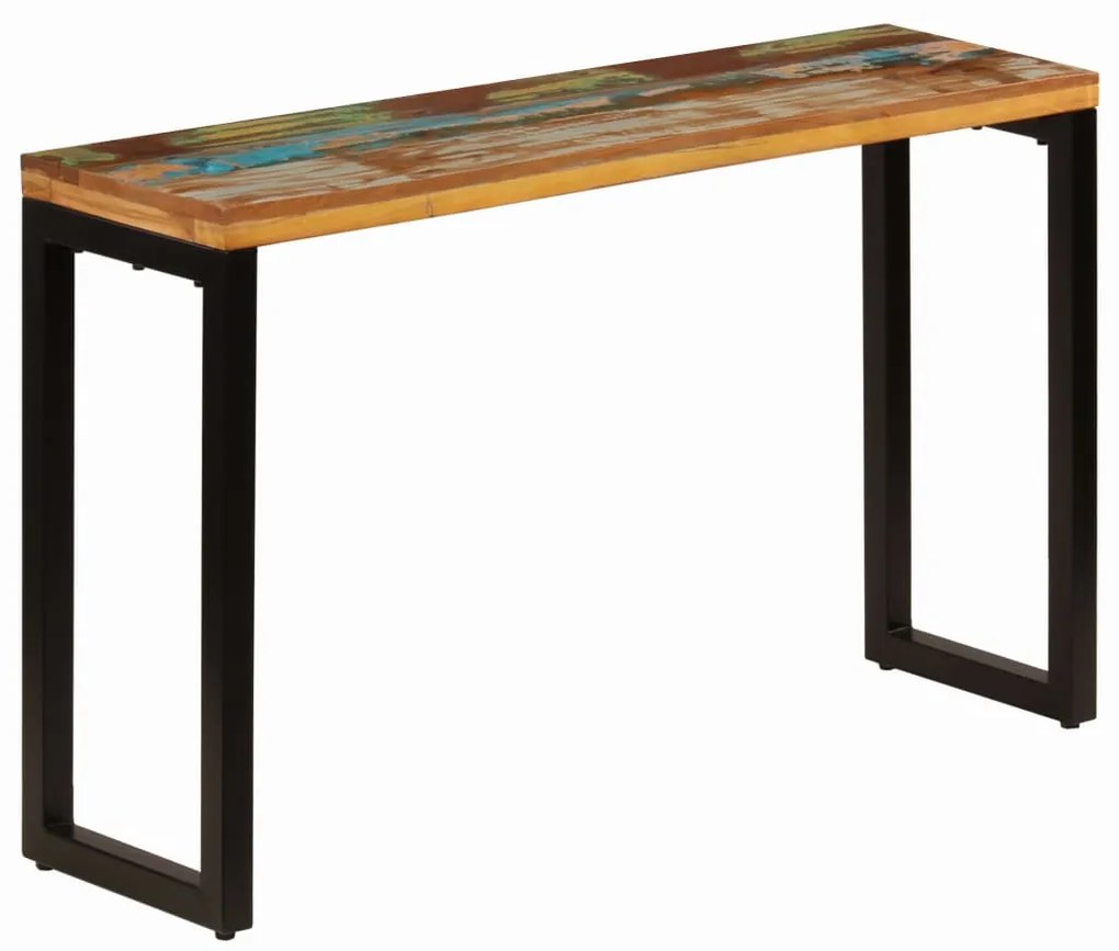 Mesa consola 120x35x76 cm madeira recuperada maciça e aço