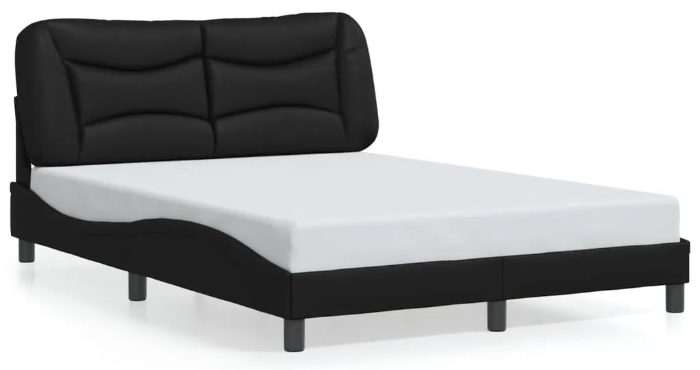 Estrutura de cama c/ luzes LED 120x200cm couro artificial preto