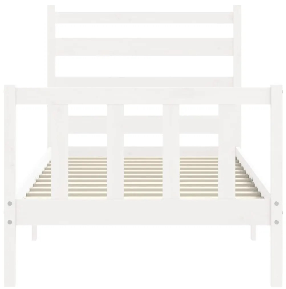 Estrutura de cama com cabeceira 90x190 cm madeira maciça branco