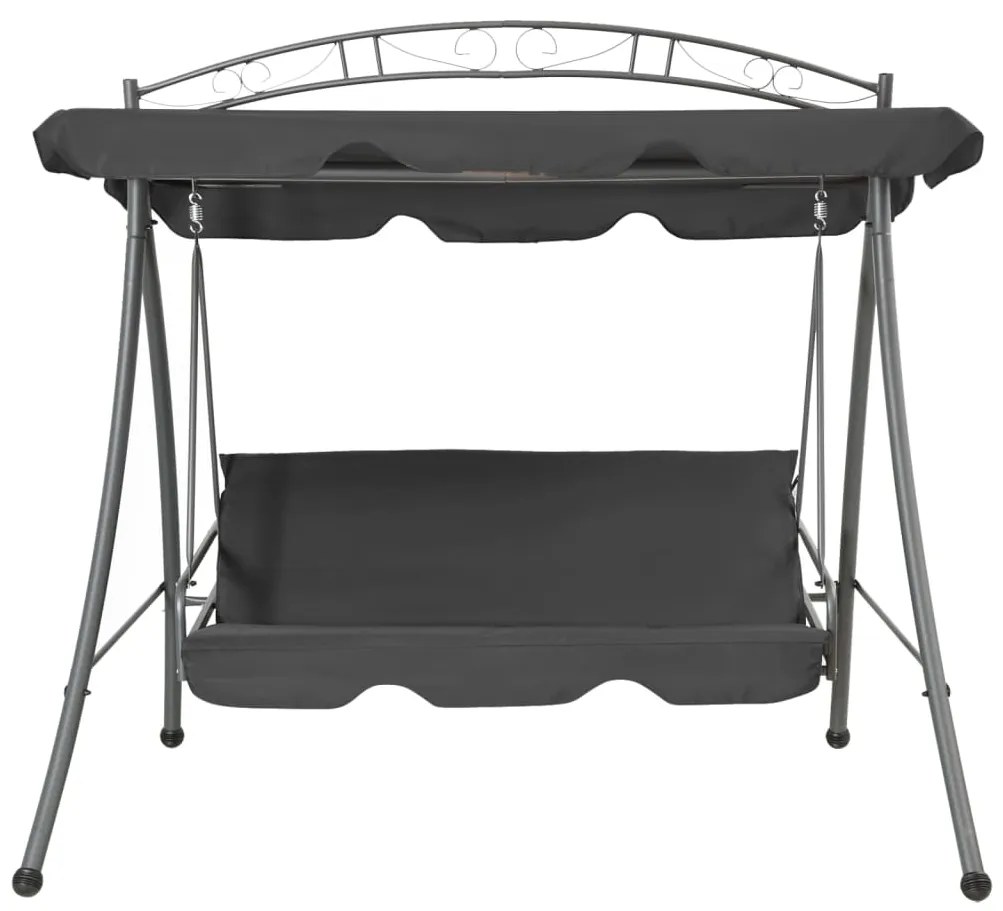 Baloiço jardim convertível + toldo 198x120x205cm aço antracite