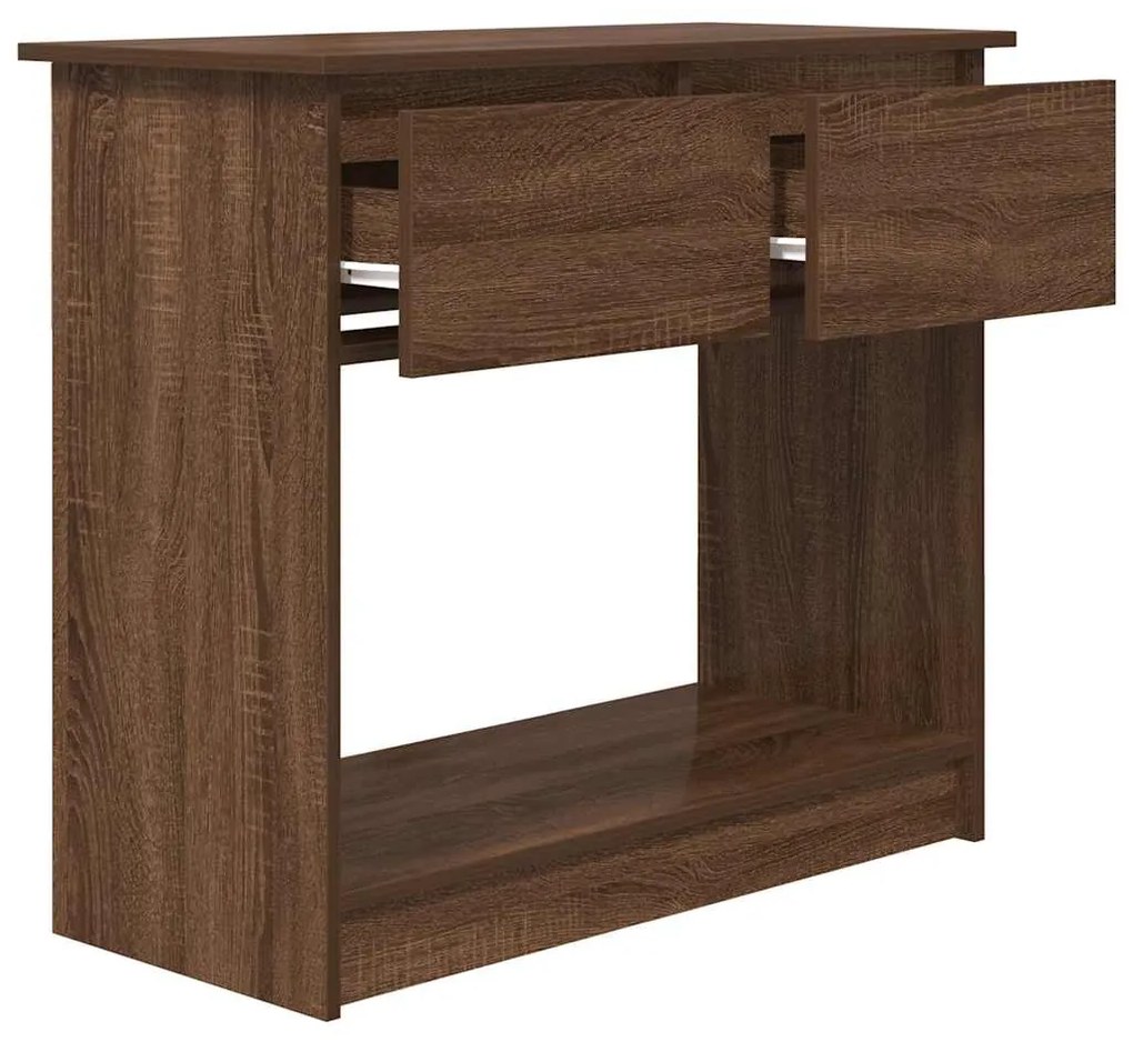 Mesa consola com gavetas 85,5x38,5x74,5 cm carvalho castanho