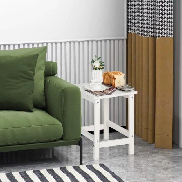 Mesa quadrada para jardim para exterior 36 x 36 x 47 cm resistente às intempéries em HDPE Branca