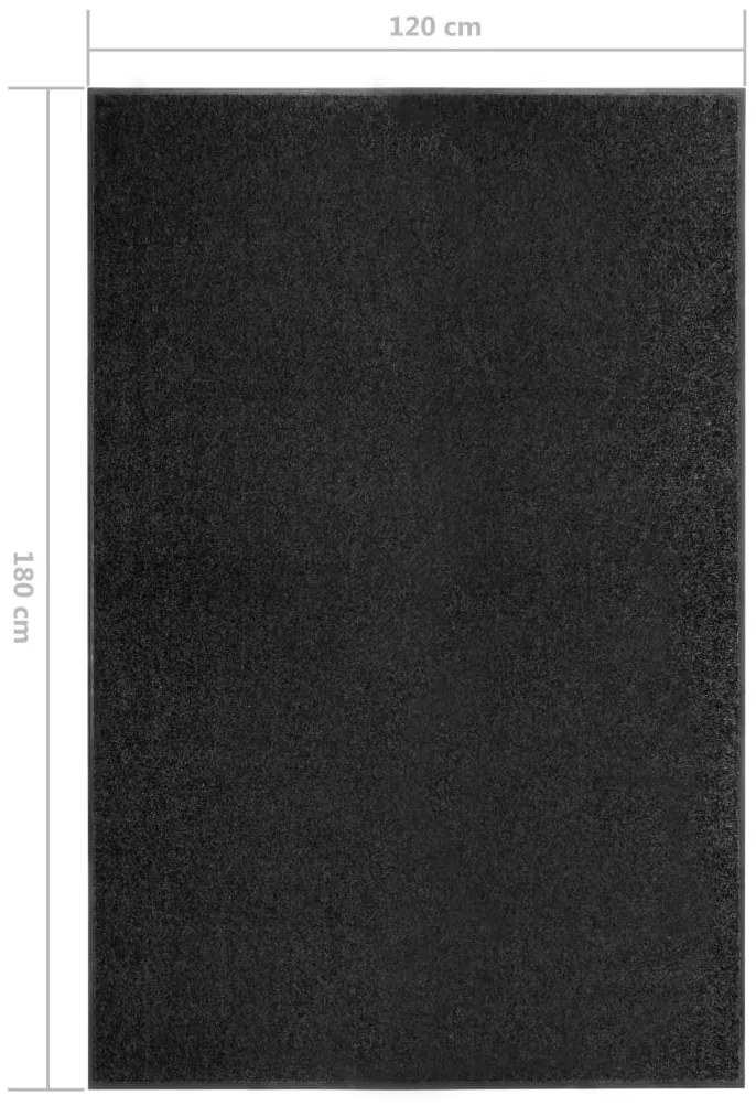 Tapete de porta lavável 120x180 cm preto