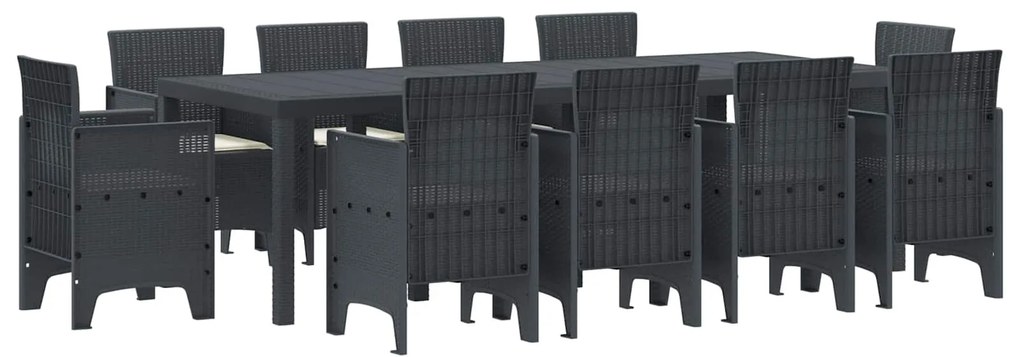 vidaXL Conjunto de Jantar para Jardim 11 pcs Antracite Polipropileno