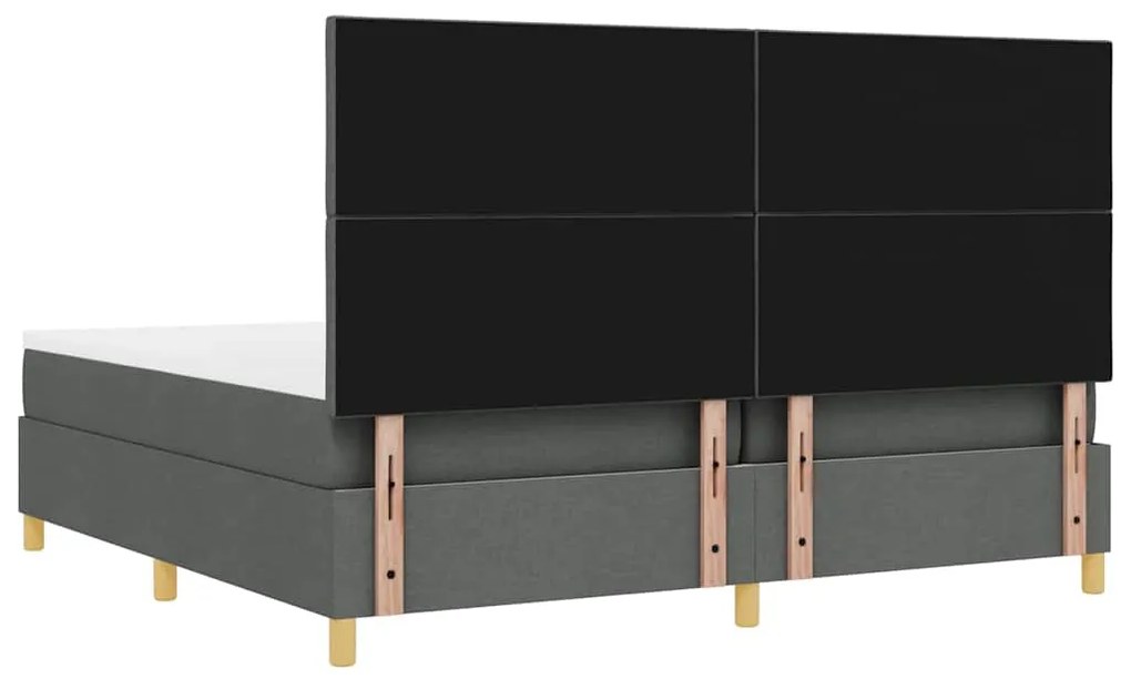 Cama Box Spring com Colchão e LED Cinza Escuro 200x200 cm Tecido