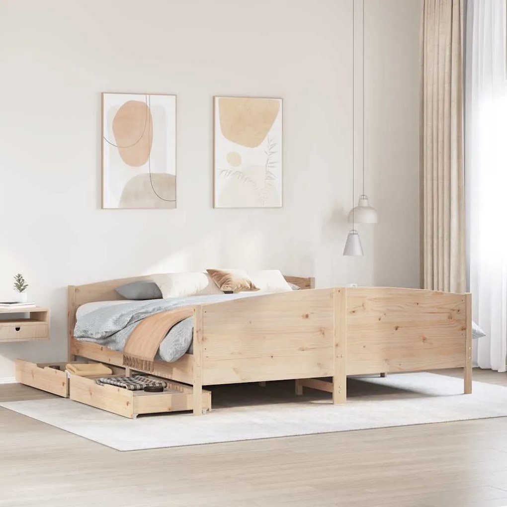 vidaXL Cama sem colchão 180x200 cm madeira de pinho maciça
