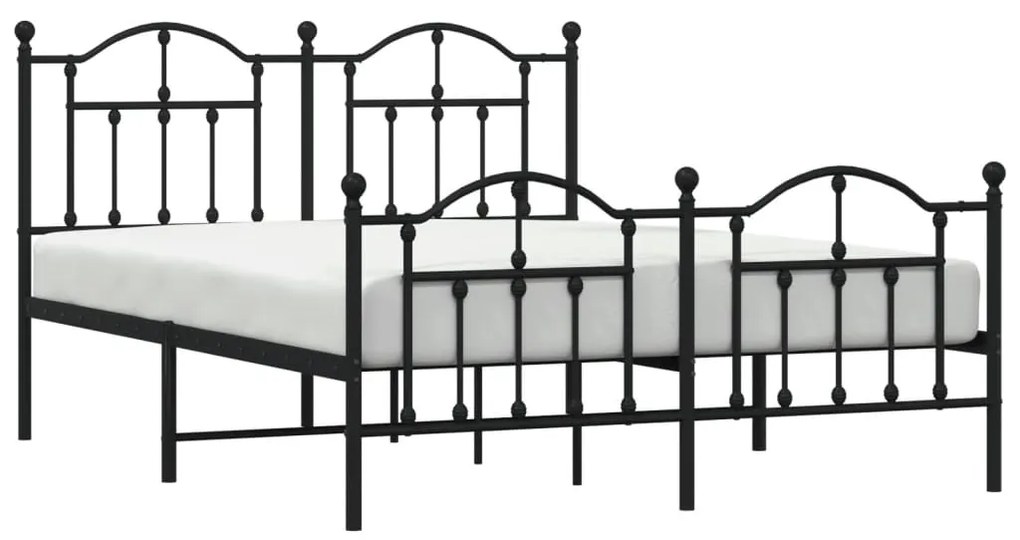 Estrutura de cama com cabeceira e pés 150x200 cm metal preto